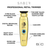 STYLECRAFT SABER - PROFESSIONAL FULL METAL BODY DIGITAL BRUSHLESS MOTOR CORDLESS HAIR TRIMMER - GOLD