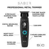 STYLECRAFT SABER - PROFESSIONAL FULL METAL BODY DIGITAL BRUSHLESS MOTOR CORDLESS HAIR TRIMMER - BLACK
