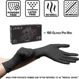 L3VEL3 BLACK NITRILE GLOVES- POWDER FREE- LATEX FREE