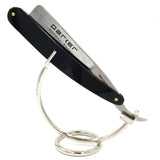 PARKER SHAVE CURVED CHROME RAZOR STAND FOR STRAIGHT, SHAVETTE AND CARTRIDGE RAZORS