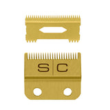 STYLECRAFT REPLACEMENT FIXED GOLD TITANIUM FADE CLIPPER BLADE WITH GOLD TITANIUM MOVING SLIM DEEP TOOTH CUTTER SET #SC521G