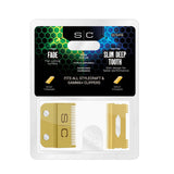 STYLECRAFT REPLACEMENT FIXED GOLD TITANIUM FADE CLIPPER BLADE WITH GOLD TITANIUM MOVING SLIM DEEP TOOTH CUTTER SET #SC521G