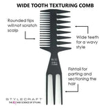 STYLECRAFT 3-IN-1 WIDE TOOTH TEXTURING BARBER OR STYLIST FISH HAIR COMB