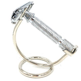PARKER SHAVE CURVED CHROME RAZOR STAND FOR SAFETY RAZORS