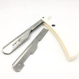 PARKER  PTW PUSH TYPE WHITE HANDLE STRAIGHT BARBER RAZOR PARKER SAFETY RAZOR