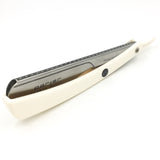 PARKER  PTW PUSH TYPE WHITE HANDLE STRAIGHT BARBER RAZOR PARKER SAFETY RAZOR
