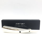 PARKER  PTW PUSH TYPE WHITE HANDLE STRAIGHT BARBER RAZOR PARKER SAFETY RAZOR