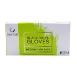 COLORTRAK  BLACK VINYL DISPOSABLE GLOVES 100PK